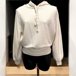MADEWELL Ivory Cream French Terry Bubble Sleeve Crop Hoodie XS